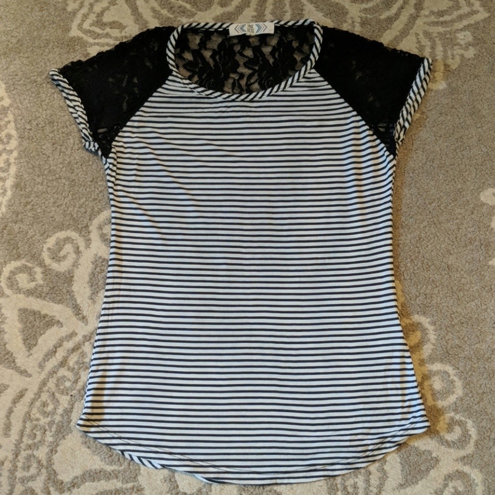 Striped Top with lace detail